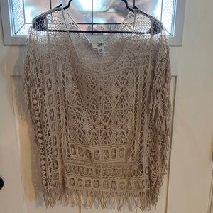 Cato Tan Beige Boho Crochet Tunic Layering Sweater Women’s 18/20